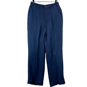 Scotch & Soda Womens Size 27 Edie Linen Blend High Rise Trouser Pants Navy Blue